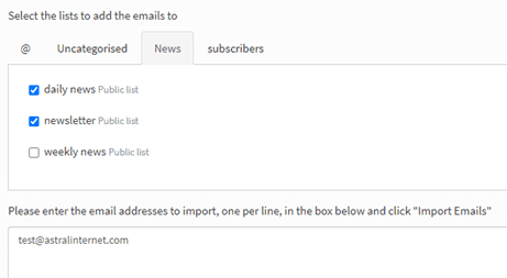 phpList Newletter category import