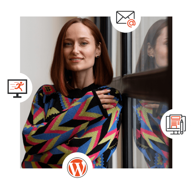 Web hosting Canada, Woman leaning on a window.