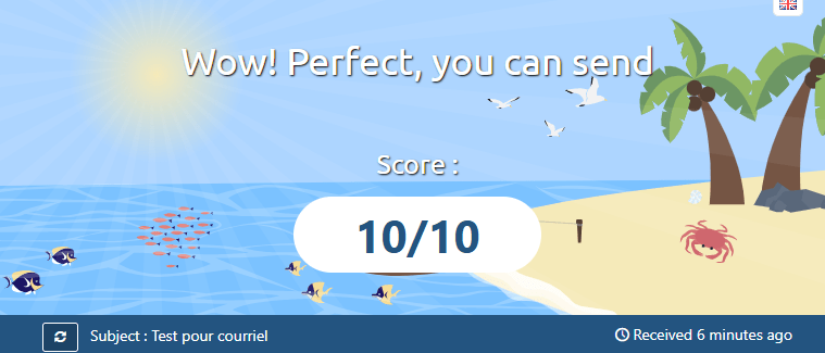 Mail-Tester result - english