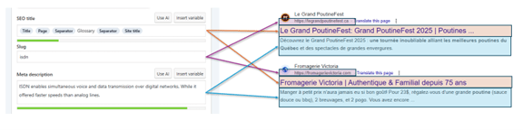 Link between metadata and online search results.