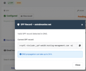 Hébergement courriel, validation du SPF