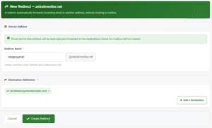 New email redirection